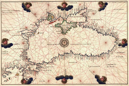 Picture of PORTOLAN OR NAVIGATIONAL MAP OF THE BLACK SEA SHOWING ANTHROPOMORPHIC WINDS