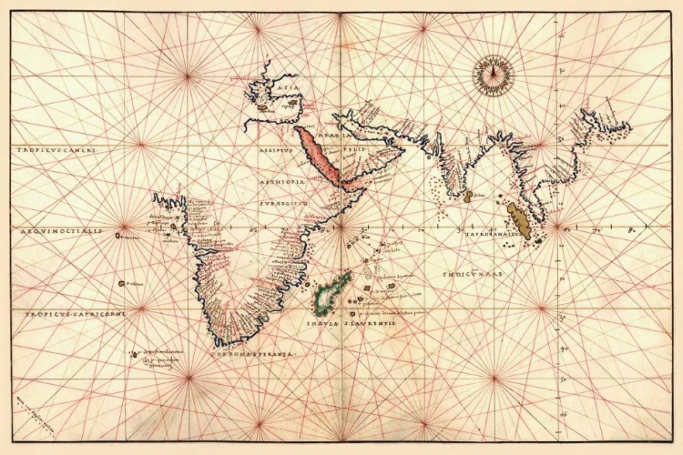 Picture of PORTOLAN MAP OF AFRICA, THE INDIAN OCEAN AND THE INDIAN SUBCONTINENT
