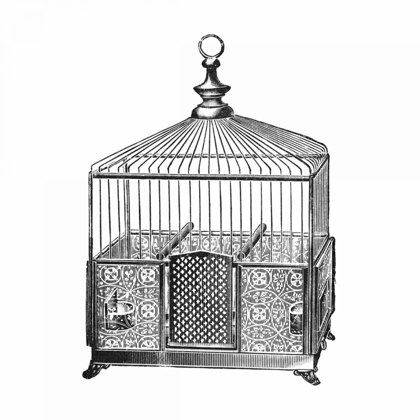 Picture of ETCHINGS: BIRDCAGE - PYRAMIDAL TOP, PATTERNED BASE.