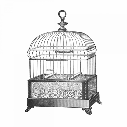 Picture of ETCHINGS: BIRDCAGE - GABLE TOP, FILIGREE BASE.