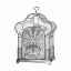 Picture of ETCHINGS: BIRDCAGE - PALMATE TOP, FORGET-ME-NOT DETAIL.