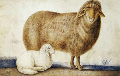 Picture of A EWE AND HER LAMB