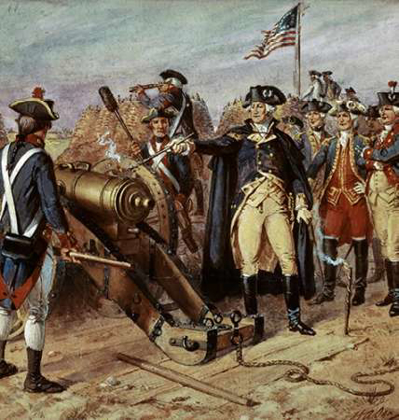 Picture of WASHINGTON FIRING FIRST SHOT AT YORKTOWN