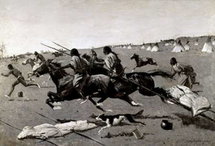 Picture of INDIAN VILLAGE ROUTED, GERONIMO FLEEING FROM CAMP