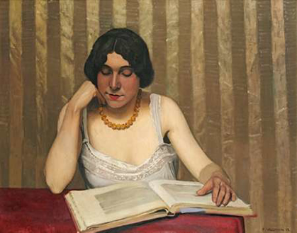 Picture of READER WITH A YELLOW NECKLACE