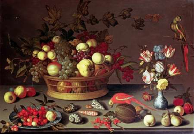 Picture of A BASKET OF GRAPES AND OTHER FRUIT