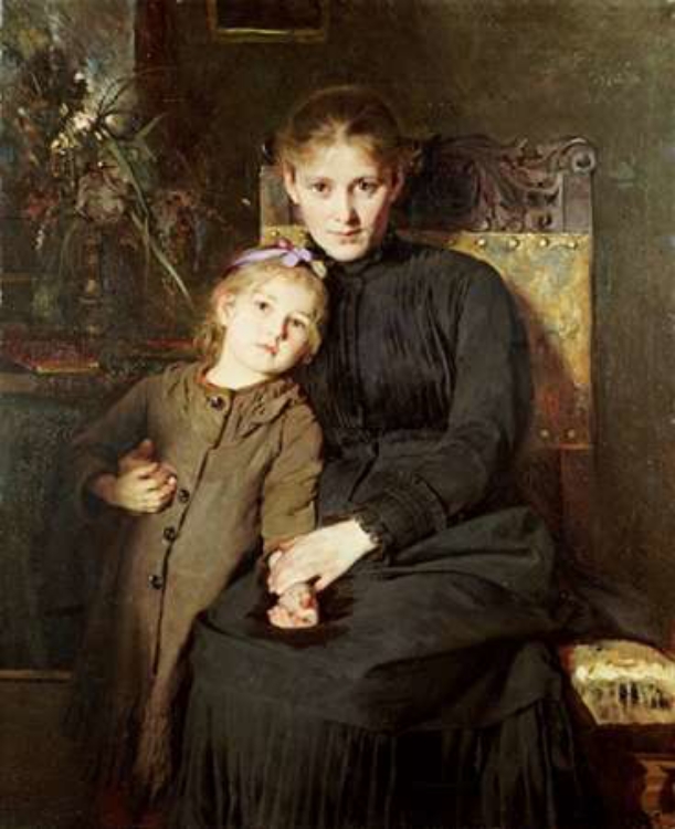 Picture of A MOTHER AND DAUGHTER IN AN INTERIOR