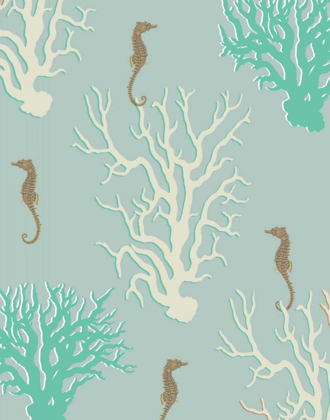 Picture of CORAL AND SEAHORSE IN SEAFOAM