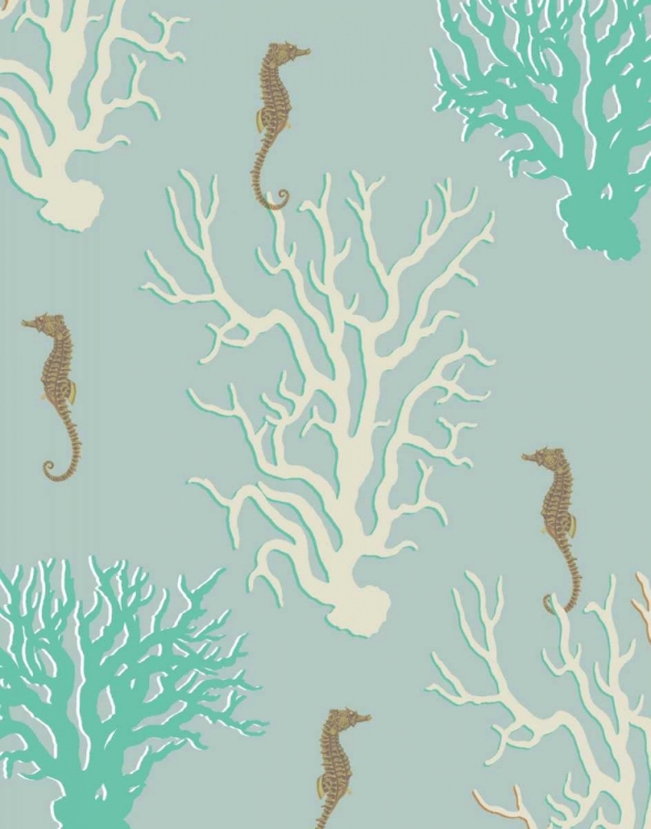 Picture of CORAL AND SEAHORSE IN SEAFOAM