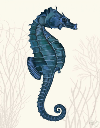 Picture of BLUE SEAHORSES ON CREAM A