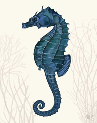 Picture of BLUE SEAHORSES ON CREAM B