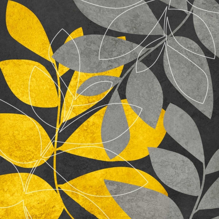 Picture of GRAY AND GOLD LEAVES II