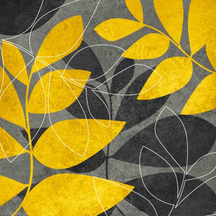 Picture of GRAY AND GOLD LEAVES I