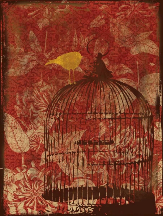 Picture of BIRDCAGE ON RED 1