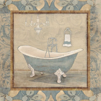 Picture of BATH FLORAL PATTERN BLUE MATE BORDER