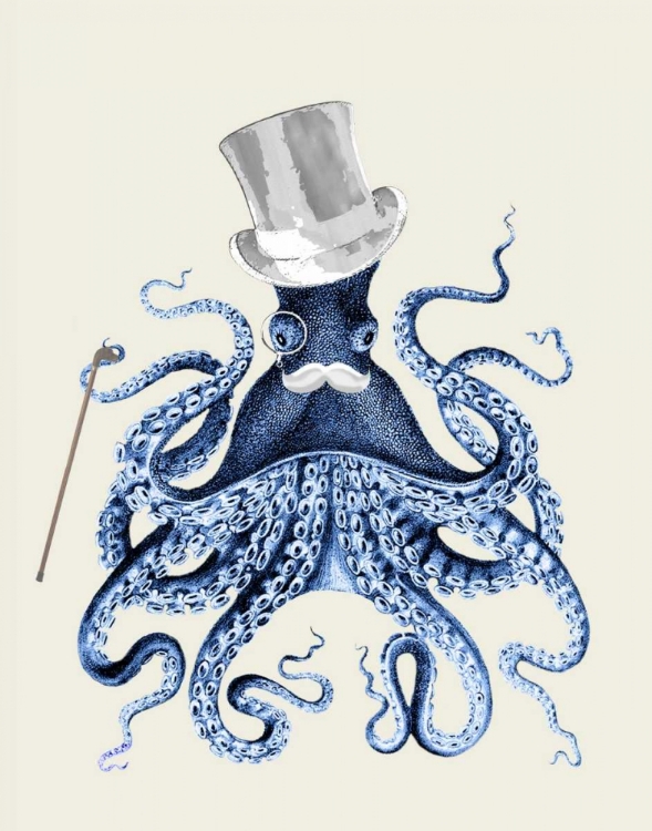 Picture of BLUE OCTOPUS ON CREAM B