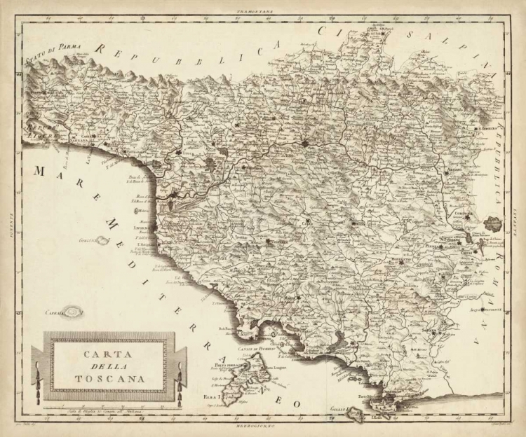 Picture of ANTIQUE MAP OF TUSCANY 