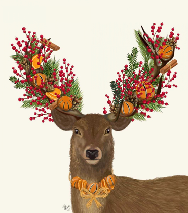Picture of DEER, CRANBERRY AND ORANGE WREATH