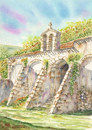 Picture of CROSS-COUNTRY-CHURCH-WATERCOLOR