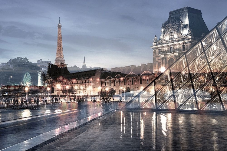 Picture of LOUVRE WITH EIFFEL TOWER VISTA #1