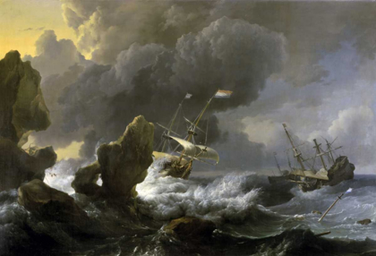 Picture of DUTCH MERCHANTMEN DRIVEN ONTO A ROCKY COAST IN A STORM