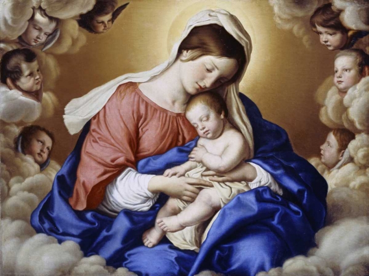 Picture of THE MADONNA AND CHILD IN GLORY WITH CHERUBS