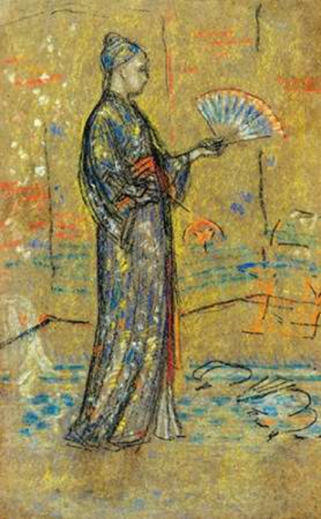 Picture of A JAPANESE WOMAN PAINTING A FAN 1872