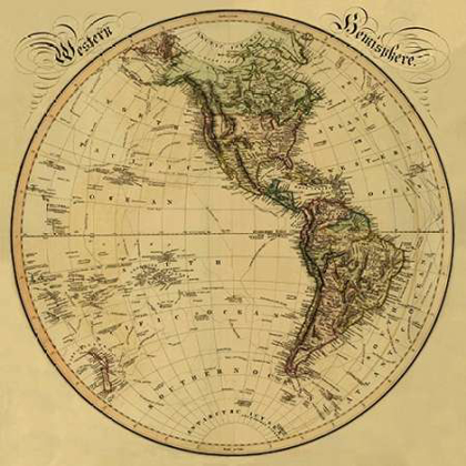 Picture of WESTERN HEMISPHERE, 1831 - TEA STAINED