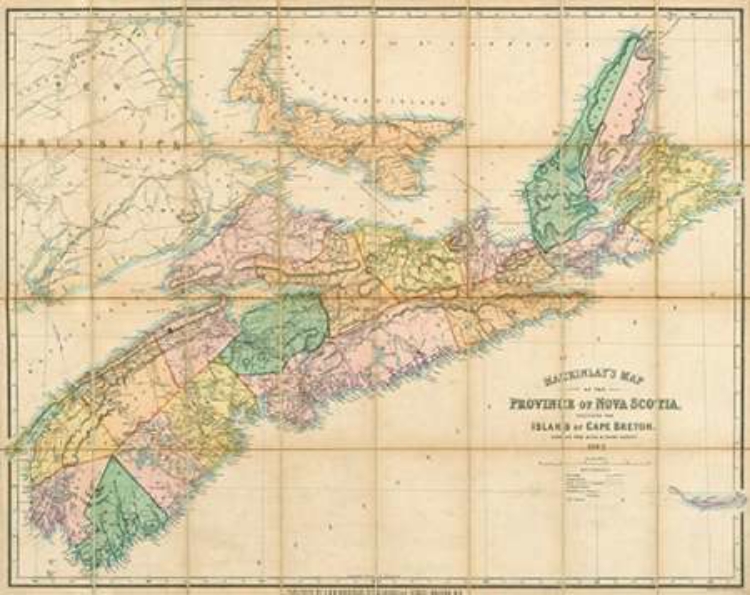 Picture of MACKINLAYS MAP OF THE PROVINCE OF NOVA SCOTIA, INCLUDING THE ISLAND OF CAPE BRETON, 1862