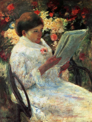 Picture of WOMAN READING IN A GARDEN 1880