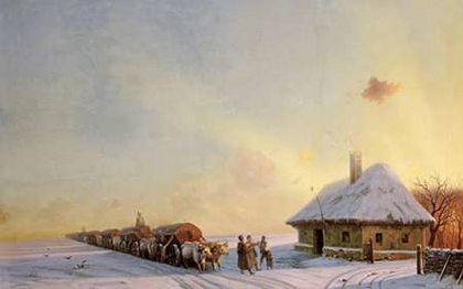 Picture of UKRANIAN OXCART DRIVERS IN WINTER
