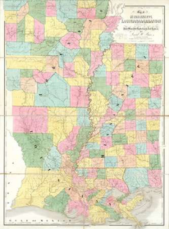 Picture of MAP OF MISSISSIPPI, LOUISIANA AND ARKANSAS, 1839