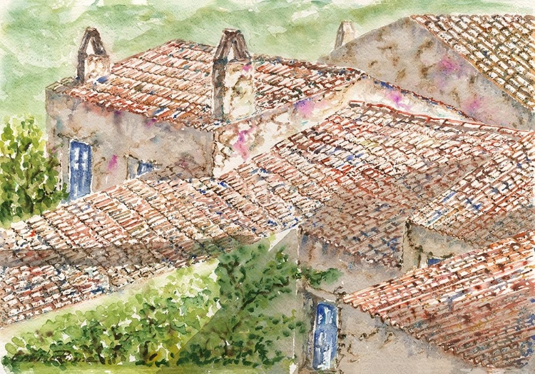 Picture of ROOFS-SHINGLES-OLD-TOWN-WATERCOLOR