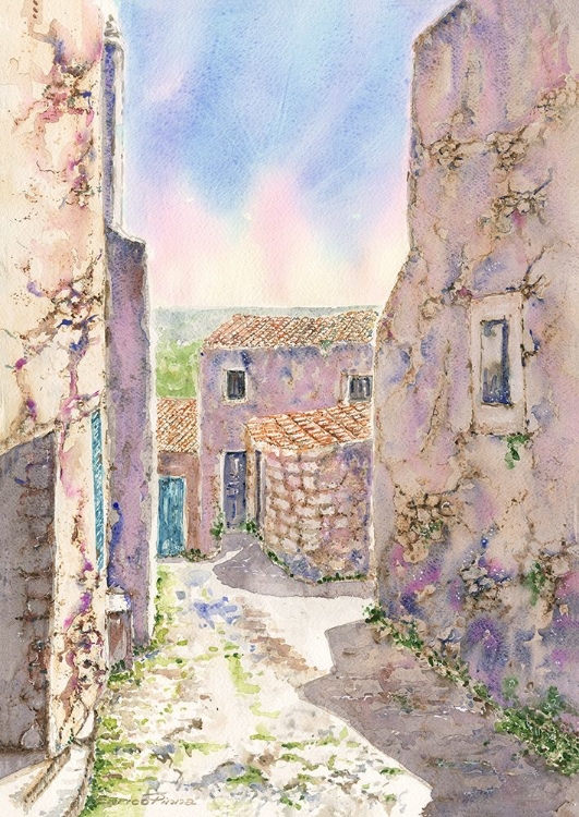 Picture of OLD-VILLAGE-HOUSES-WATERCOLOR