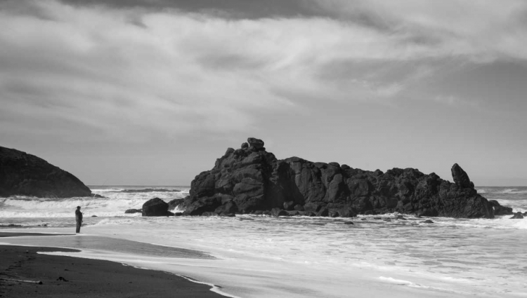 Picture of LONE FISHERMAN BW