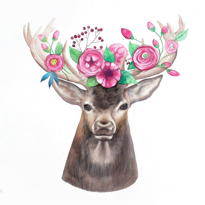Picture of DEER HEAD WITH FLOWERS