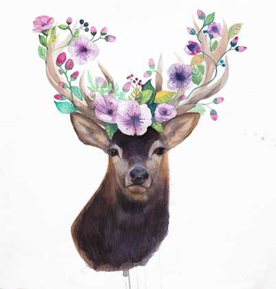 Picture of ROE DEER HEAD WITH FLOWERS