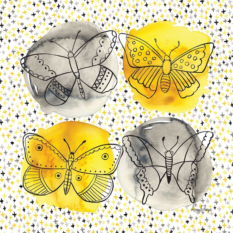 Picture of GRAY AND YELLOW BUTTERFLIES II