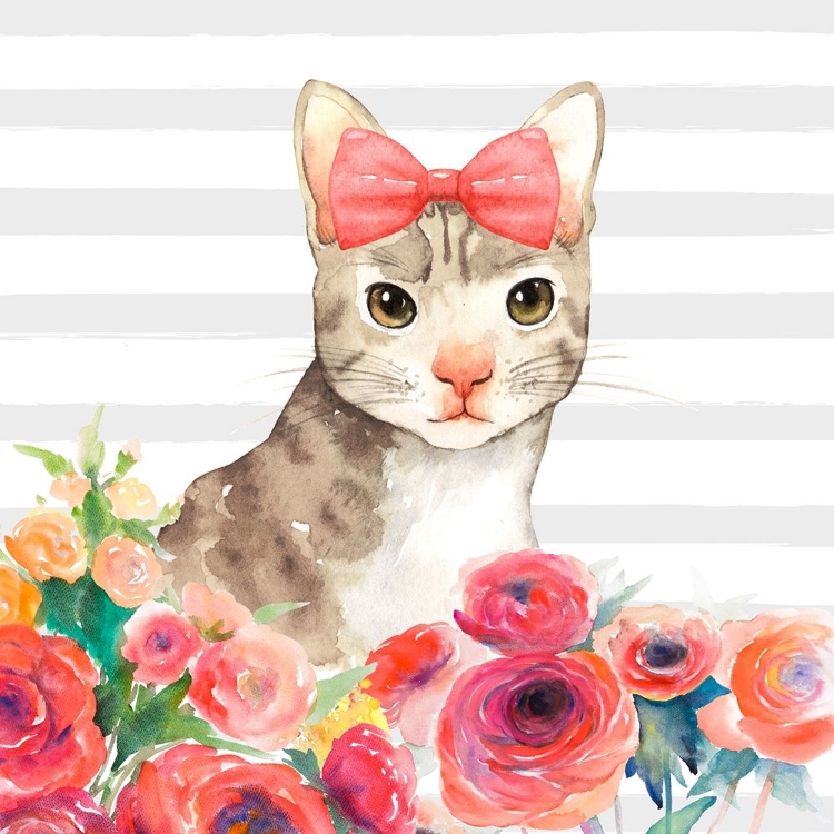 Picture of SMALL CAT WITH FLOWERS