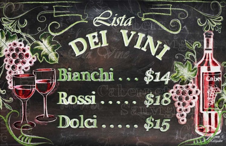 Picture of VINO AND GRAPES CHALKBOARD MENU