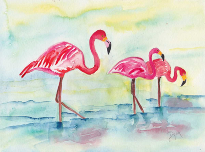 Picture of SUNSET FLAMINGOES I