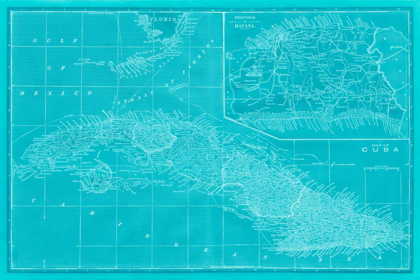 Picture of MAP OF CUBA IN AQUA