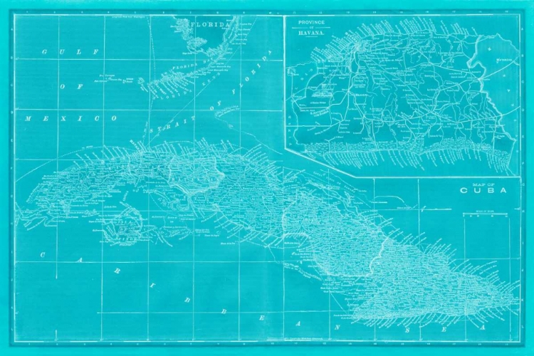 Picture of MAP OF CUBA IN AQUA