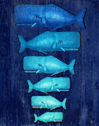 Picture of WHALE FAMILY BLUE ON BLUE