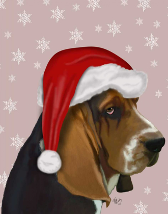 Picture of BASSET HOUND, CHRISTMAS HAT