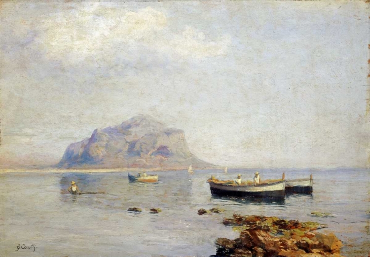Picture of A CALM WITH FISHING BOATS IN THE BAY OF NAPLES