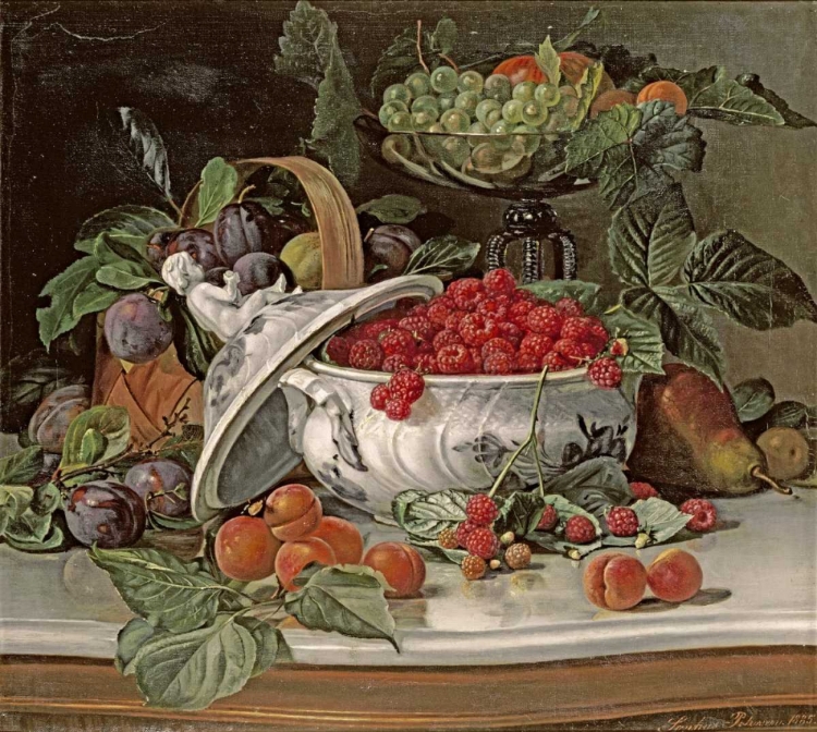 Picture of PLUMS, GRAPES AND RASPBERRIES