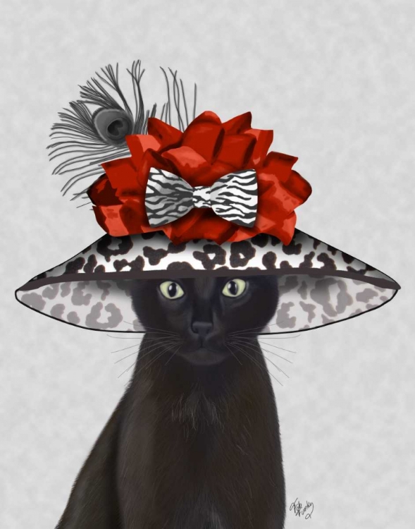 Picture of CAT, BLACK WITH FABULOUS HAT