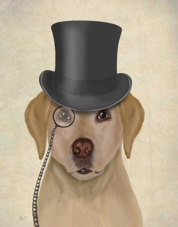 Picture of YELLOW LABRADOR, FORMAL HOUND AND HAT