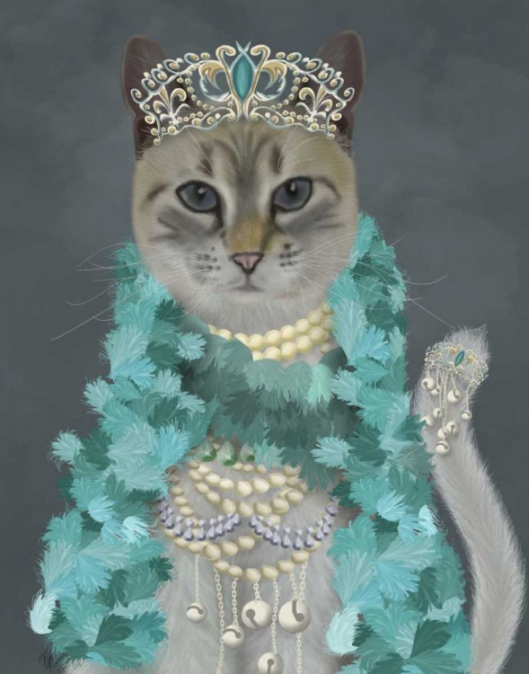 Picture of GREY CAT WITH BELLS, PORTRAIT